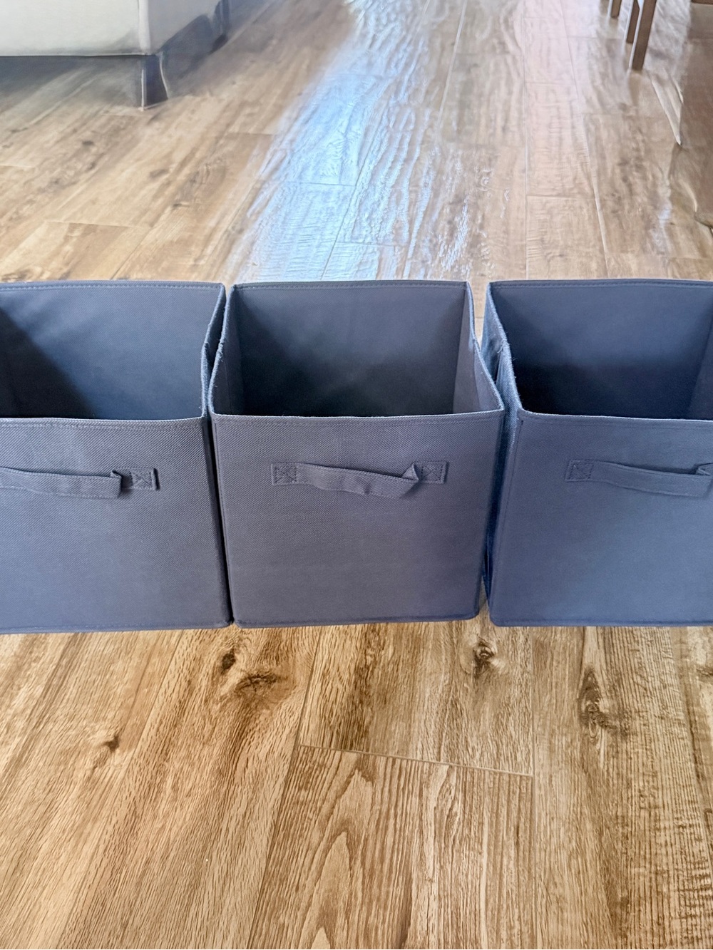Set of 3 Navy Fabric Storage Bins